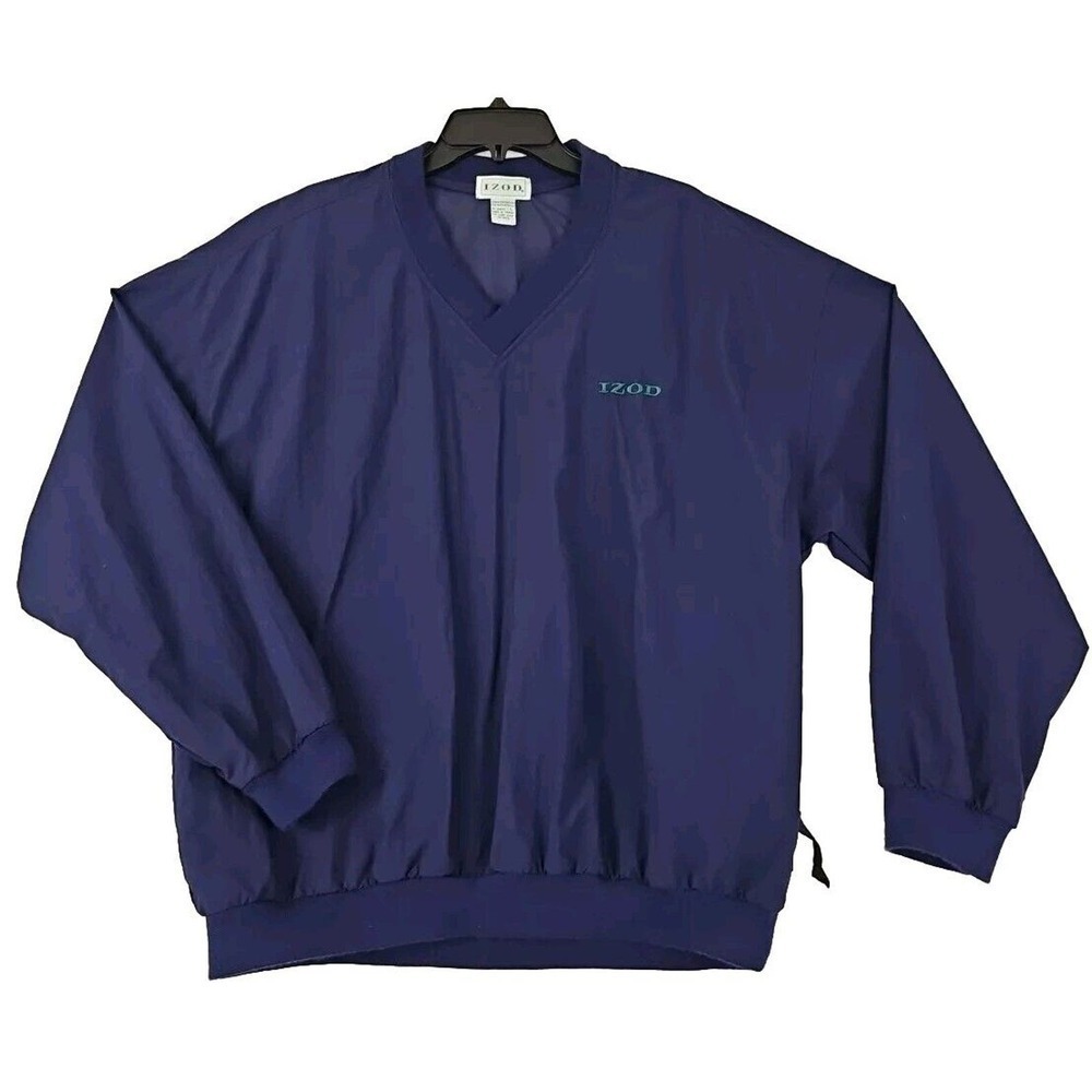 Izod Jacket Mens Large Blue Golf Windbreaker Long Sleeve Pullover Adult L